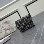 Dior Unisex CD Saddle 5-Gusset Card Holder Blue Dior Oblique Jacquard - immagine 4