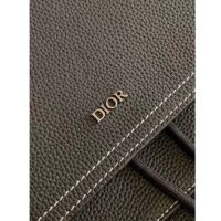 Dior Unisex CD Saddle Backpack Black Grained Calfskin Leather Flap Drawstring Closure (1)