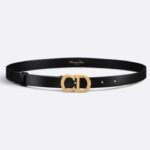 Cintura Dior Unisex CD Saddle in pelle di vitello ultraliscia nera, larghezza 20 mm