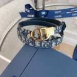 Dior Unisex CD Saddle Belt Blue Dior Oblique Jacquard 20 MM Width - Image 5
