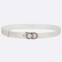 Dior Unisex CD Saddle Belt Latte Ultrasmooth Calfskin White Crystals 20 MM Width (1)