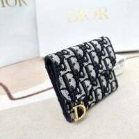 Dior Unisex CD Saddle Lotus Wallet Blue Dior Oblique Jacquard (1)