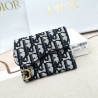 Dior Unisex CD Saddle Lotus Wallet Blue Dior Oblique Jacquard (1)