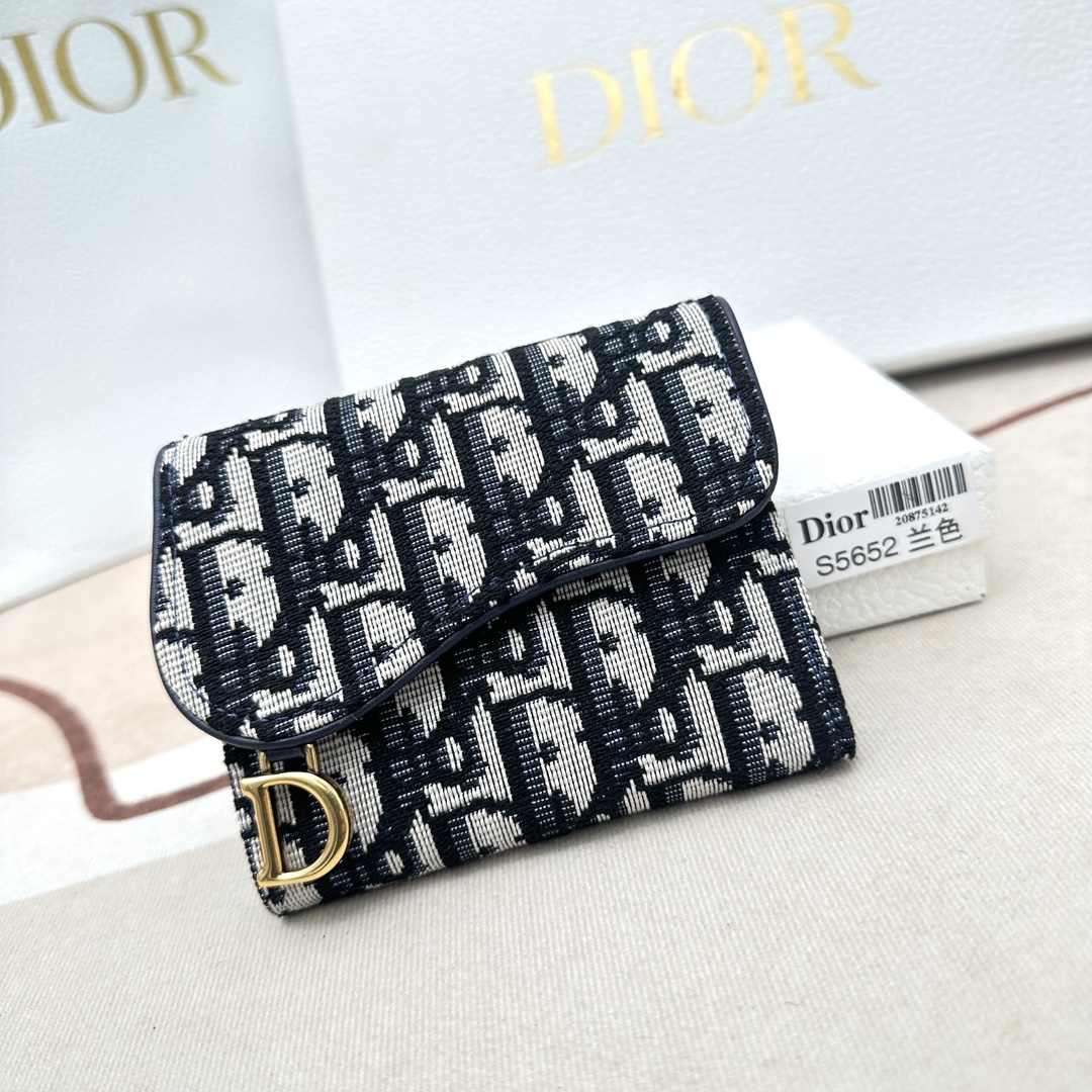 Dior Unisex CD Saddle Lotus Wallet Blue Dior Oblique Jacquard (7)