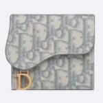 Portafoglio Dior Unisex CD Saddle Lotus in jacquard grigio Dior Oblique