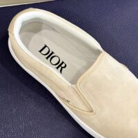 Dior Unisex CD Shoes B101 Slip-On Sneaker Beige Suede Smooth Calfskin (11)