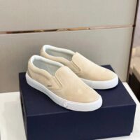 Dior Unisex CD Shoes B101 Slip-On Sneaker Beige Suede Smooth Calfskin (11)