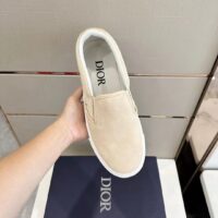 Dior Unisex CD Shoes B101 Slip-On Sneaker Beige Suede Smooth Calfskin (11)