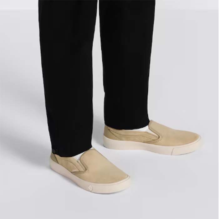 Dior Unisex CD Shoes B101 Slip-On Sneaker Beige Suede Smooth Calfskin (9)