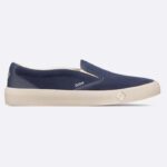 Dior Unisex CD Shoes B101 Slip-On Sneaker Marinblå Mocka Slät Kalvskinn