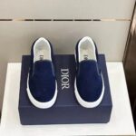 Dior Unisex CD Shoes B101 Slip-On Sneaker Navy Blue Suede Smooth Calfskin - Bild 5