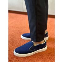 Dior Unisex CD Shoes B101 Slip-On Sneaker Navy Blue Suede Smooth Calfskin (12)