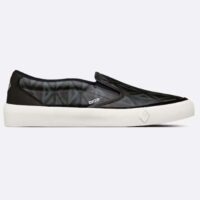 Dior Unisex Shoes B101 Slip-On Sneaker Black CD Diamond Canvas Smooth Calfskin (1)