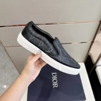 Dior Unisex Shoes B101 Slip-On Sneaker Black CD Diamond Canvas Smooth Calfskin (1)