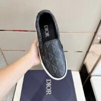 Dior Unisex Shoes B101 Slip-On Sneaker Black CD Diamond Canvas Smooth Calfskin (1)