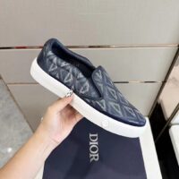 Dior Unisex Shoes B101 Slip-On Sneaker Navy Blue CD Diamond Canvas Smooth Calfskin (12)