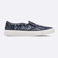 Dior Unisex Shoes B101 Slip-On Sneaker Navy Blue CD Diamond Canvas Smooth Calfskin (12)