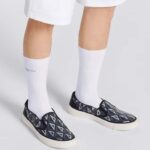 Dior Unisex Shoes B101 Slip-On Sneaker Navy Blue CD Diamond Canvas Smooth Calfskin – Bild 13