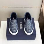 Dior Unisex Shoes B101 Slip-On Sneaker Navy Blue CD Diamond Canvas Smooth Calfskin – Bild 4