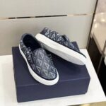 Dior Unisex Shoes B101 Slip-On Sneaker Navy Blue CD Diamond Canvas Smooth Calfskin – Bild 5