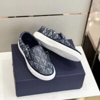 Dior Unisex Shoes B101 Slip-On Sneaker Navy Blue CD Diamond Canvas Smooth Calfskin (12)