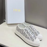 Dior Unisex Shoes CD Walk’N’Dior Sneaker Stone Gray Dior Oblique Embroidered Cotton (12)