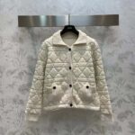 Dior Women CD Cannage Jacket White Technical Wool Cashmere Knit Horn Buttons - Bild 2
