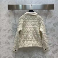Dior Women CD Cannage Jacket White Technical Wool Cashmere Knit Horn Buttons (12)