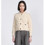 Dior Women CD Cannage Jacket White Technical Wool Cashmere Knit Horn Buttons - Bild 13