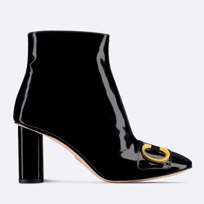 Dior Women CD C'est Dior Heeled Ankle Boot Black Patent Calfskin