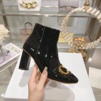 Dior Women CD C’est Dior Heeled Ankle Boot Black Patent Calfskin (7)