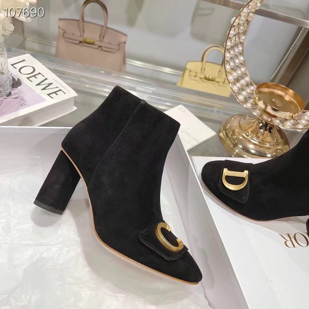 Dior Women CD C’est Dior Heeled Ankle Boot Black Suede Calfskin (4)
