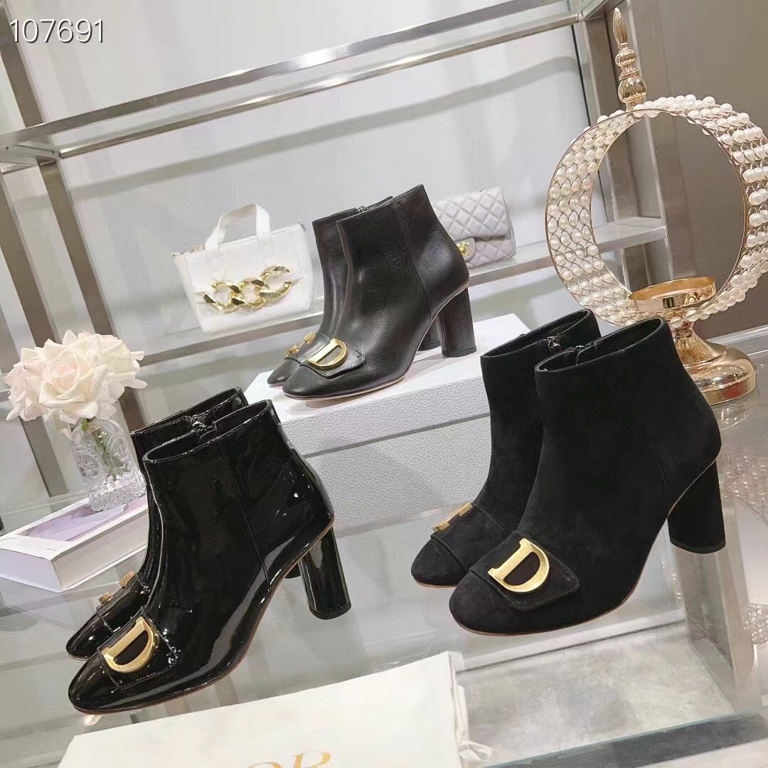 Dior Women CD C’est Dior Heeled Ankle Boot Black Suede Calfskin (9)