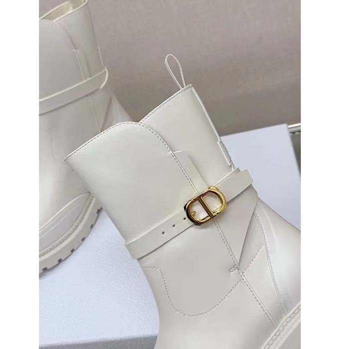 Dior Women CD Dior Empreinte Ankle Boot White Calfskin Rubber (1)