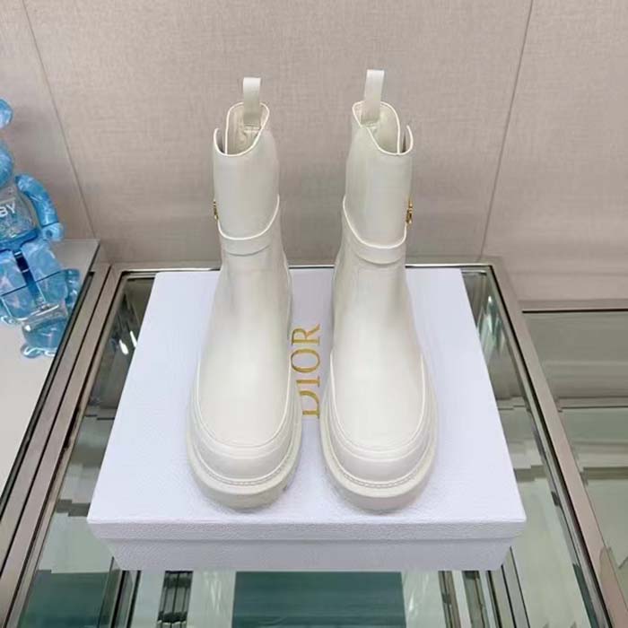 Dior Women CD Dior Empreinte Ankle Boot White Calfskin Rubber (3)