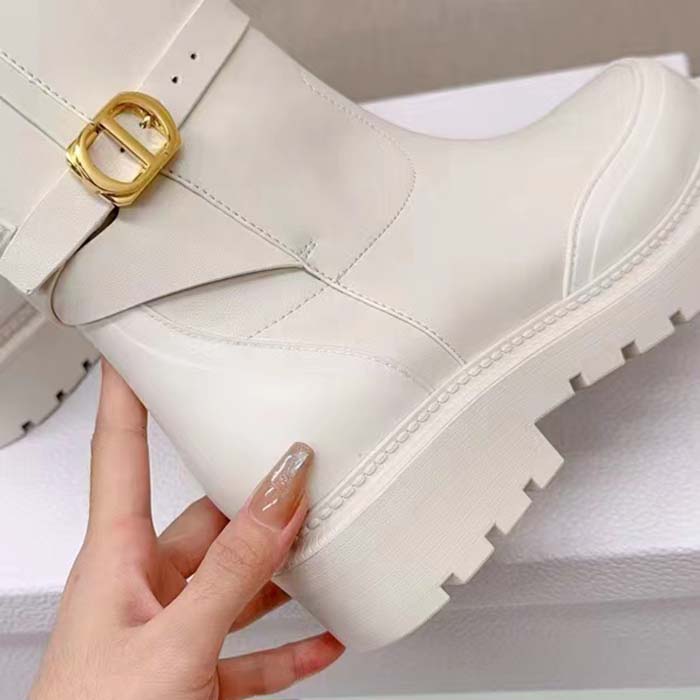Dior Women CD Dior Empreinte Ankle Boot White Calfskin Rubber (9)