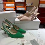 Dior Women CD J'Adior Slingback Pump Nude Embroidered Satin Cotton - Imagen 2