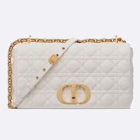 Dior Women CD Large Dior Caro Bag Stone Ivory Supple Cannage Calfskin (1)