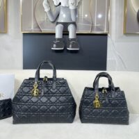 Dior Women CD Large Dior Toujours Bag Black Macrocannage Calfskin (3)