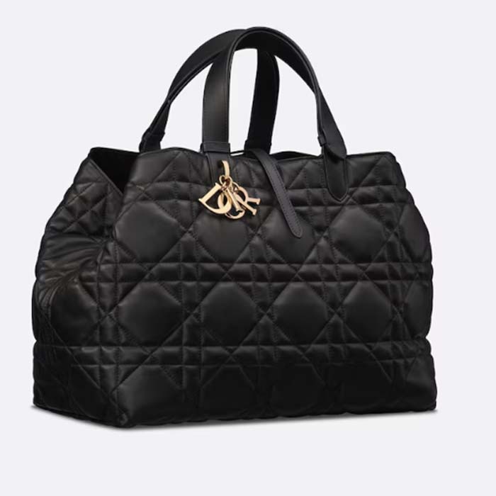 Dior Women CD Large Dior Toujours Bag Black Macrocannage Calfskin