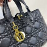 Dior Women CD Large Dior Toujours Bag Black Macrocannage Calfskin - Image 8