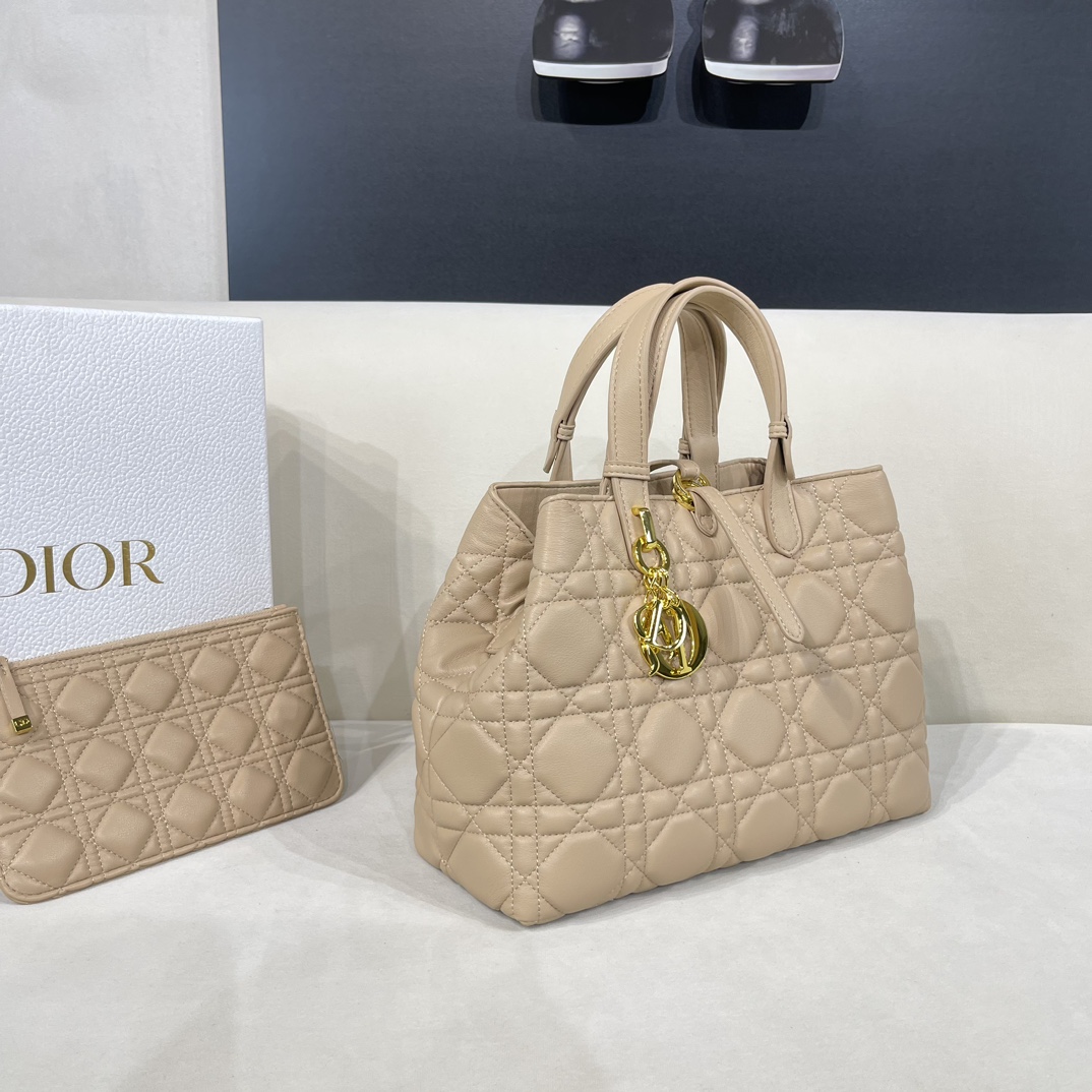 Dior Women CD Large Dior Toujours Bag Powder Beige Macrocannage Calfskin (5)