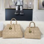 Dior Women CD Large Dior Toujours Bag Powder Beige Macrocannage Calfskin - Image 7