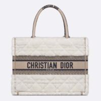 Dior Women CD Medium Book Tote Ice Cannage Shearling Christian Dior Paris Signature (3)