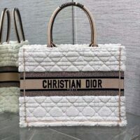 Dior Women CD Medium Book Tote Ice Cannage Shearling Christian Dior Paris Signature (3)