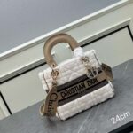 Dior Women CD Medium Lady D-Lite Bag Ice Cannage Shearling Interior Zip Large Patch Pocket – Image 2