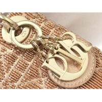 Dior Women CD Mini Lady Bag Caramel Beige Cannage Cotton Embroidered Micropearls (3)