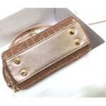 Dior Women CD Mini Lady Bag Caramel Beige Cannage Cotton Embroidered Micropearls - immagine 6