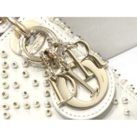 Dior Women CD Mini Lady Bag Latte Crinkle-Effect Lambskin White Resin Half-Pearl Cannage (1)