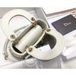 Dior Women CD Mini Lady Bag Latte Crinkle-Effect Lambskin White Resin Half-Pearl Cannage - Image 7